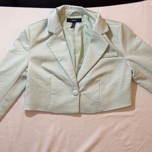 Forever 21 Light Green Cropped Blazer